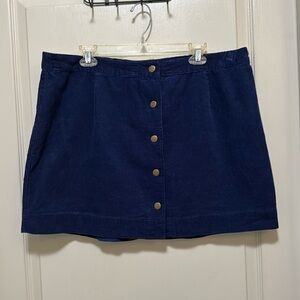 Corduroy navy gold button skirt